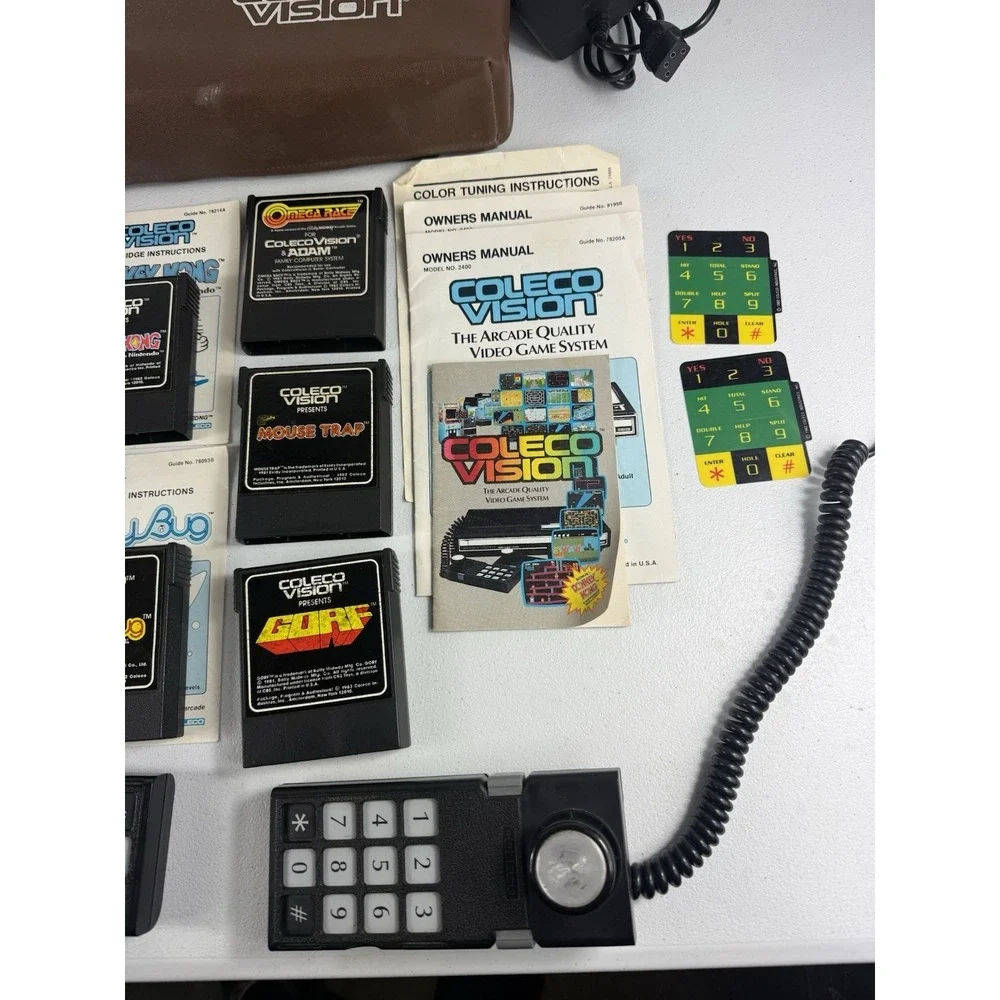 Vintage Lot Coleco Vision Console, Controllers, Games Tested And Works